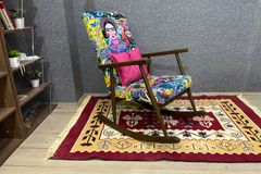 Asedia Trend Diego Schommelstoel, Veelkleurig & Walnoot