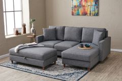 Eva Hoekbank Rechts met Voetenbank, Grijs