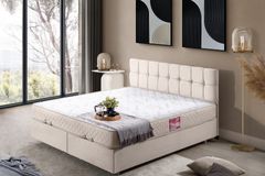 Paris Boxspringbed met Hoofdbord, 160x200 cm, Creme