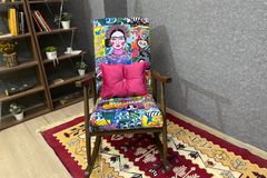 Asedia Trend Diego Schommelstoel, Veelkleurig & Walnoot