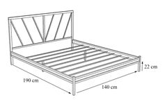 Ingolstadt Dobby Metalen Bedframe, 140x190 cm, Wit