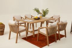 Monte Carlo Houten Tuinset, 6 Zits, Creme