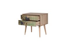 City Forest Green Bedside Table, Oak