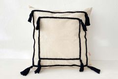 Galia Bohemian Kussen met Kwastjes, 45x45 cm, Zwart