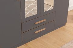 Washiba 4 Door Wardrobe, Grey