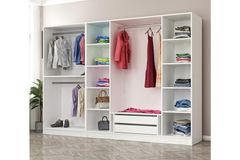 Medway Country Kledingkast met 6 Deuren, 2 Lades en Spiegel, Wit