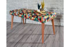 Retro Bank met Groen Vierkant Patroon