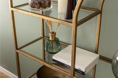 Lola Double Curve Bookcase, 180 cm, Brass