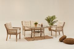 Pirus Rattan 2+1+1 Tuinloungeset, Beige