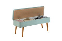 Vina Opbergbank Gestoffeerd, Pijnboom & Turkoois