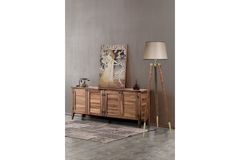 Stil Pyramide Vloerlamp, Beige en Walnoot