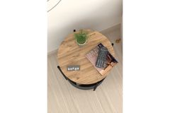 Mercia Side Table with Magazine Rack, Light Wood & Black