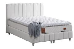 Narva Box, Hoofdbord En Real Matras Met Pad, Wit, 150X200