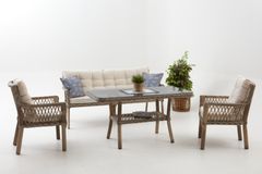 Pirus Rattan 3+1+1 Tuinloungeset, Beige
