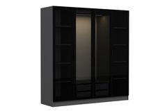 Medway Tideway Kledingkast met 4 Deuren en 2 Lades, 190 cm, Antraciet en Zwart