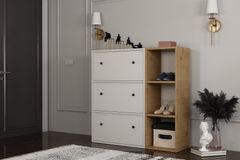 Angel Shoe Cabinet, White & Oak