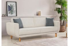 Larus 3-Zitsbank, Creme, Natuurlijke Poten