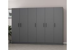 Medway Tideway Kledingkast met 6 Deuren en 2 Lades, 210 cm, Antraciet