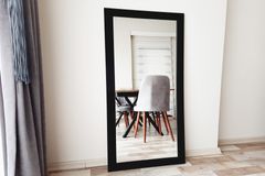 Wood Rechthoekige Staande Spiegel, 140x60 cm, Zwart
