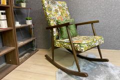 Asedia Trend Retro Schommelstoel, Groen & Walnoot