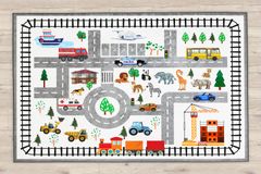 Caprice Road Map Print Children Rug, 120 x 175 cm, Multicolour