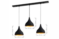 Bellezza Long 3-Light Pendant, Black