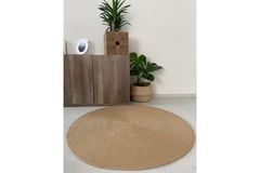 Milda Rond Jute Tapijt, 120x120 cm, Bruin