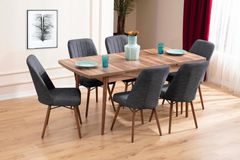 Lydiana Eettafelset voor 6 Personen, 140x80 cm, Antraciet