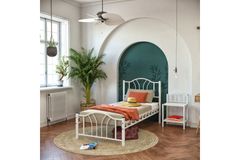 Bella Metalen Bedframe, 100x200 cm, Wit