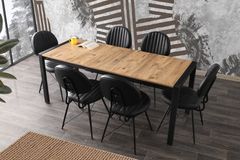 Lato Uitschuifbare Tafel, 75x120 cm, Walnoot en Zwart