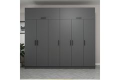 Medway Kledingkast met 6 Deuren en Bovenkast, 210 cm, Antraciet