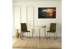 Sandalf Ronde Tafel met Metalen Poten, 90x90 cm, Eik