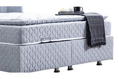 Napoli Box, Hoofdbord En Real Matras Met Pad, Lichtgrijs, 160X200