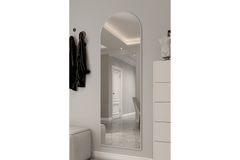 Marsah Ovale Metalen Staande Spiegel, 180x60 cm, Wit