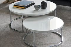 Vita Coffee Table Set, White & Silver