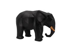 Kubusvormig Olifant Decoratief Object, Zwart