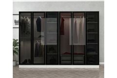 Medway Tideway Kledingkast met 6 Deuren en 2 Lades, 210 cm, Wit en Zwart