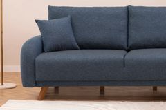 Hera Hoekbank met slaapfunctie met dubbel opslagruimte, Donkerblauw