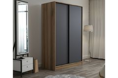 Medway Tideway Kledingkast met Schuifdeuren, 210 cm, Antraciet en Walnoot