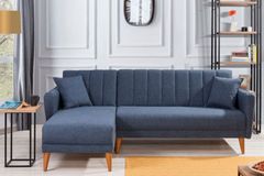 Aqua Corner Sofa Bed Left Chaise, Navy Blue