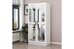 Minar Kale Kettingkast, Met 2 Deuren En Spiegel, Wit, 210 Cm