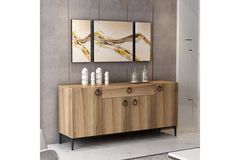 Medway Moon Moderne Dressoir, 160 cm, Goud en Walnoot
