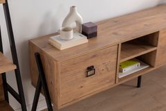 Yanke TV-Meubel met Boekenrek, 180 cm, Pijnboom