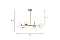 Apliqa Gael Hanglamp met 4 Lampjes, Mat Goud