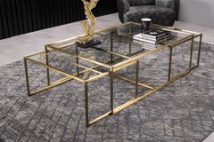 Sky Transparent Glass Coffee Table, Gold