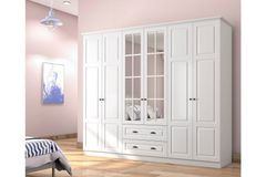 Knidos 6 Door Wardrobe, White