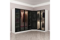 Medway Tideway Kledingkast met 7 Deuren, Wit en Zwart