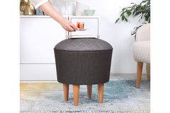 Sandy Poef met Houten Poten, Grijs