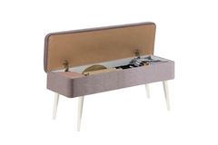 Vina Opbergbank Gestoffeerd, Wit & Lichtgrijs