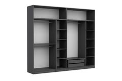 Medway Kledingkast met 6 Deuren en Bovenkast, 210 cm, Antraciet